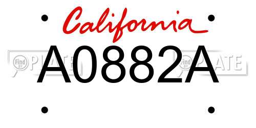A0882A California License Plate