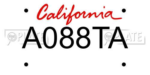 A088TA California License Plate