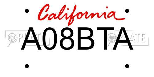 A08BTA California License Plate