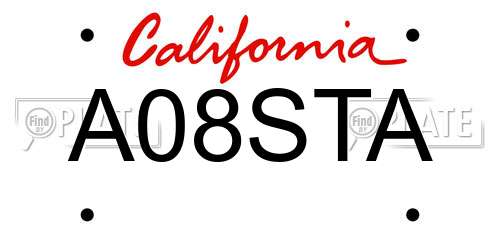 A08STA California License Plate