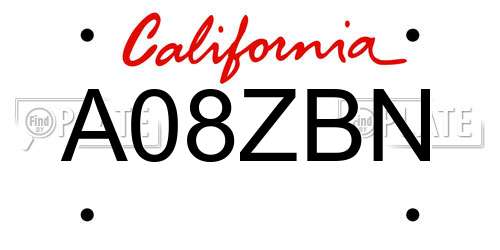 A08ZBN California License Plate