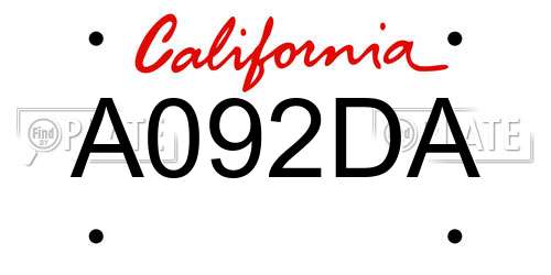 A092DA California License Plate