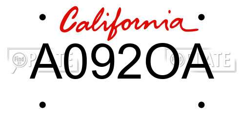 A092OA California License Plate