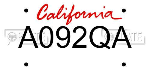 A092QA California License Plate