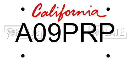 A09PRP California License Plate