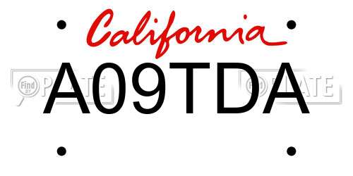 A09TDA California License Plate