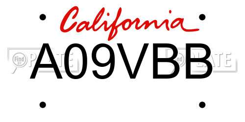 A09VBB California License Plate