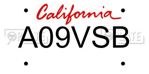 A09VSB California License Plate