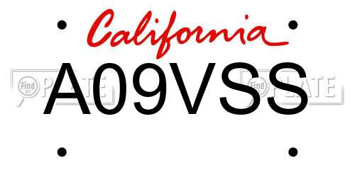 A09VSS California License Plate