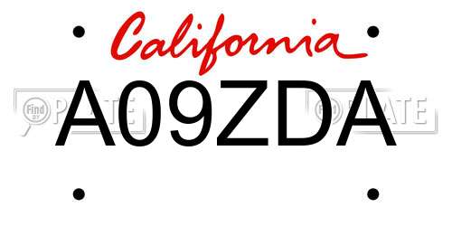 A09ZDA California License Plate