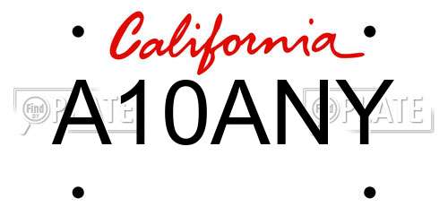 A10ANY California License Plate
