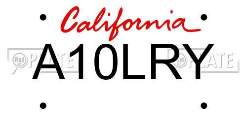 A10LRY California License Plate