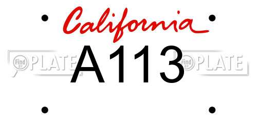A113 California License Plate