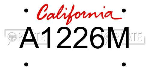 A1226M California License Plate