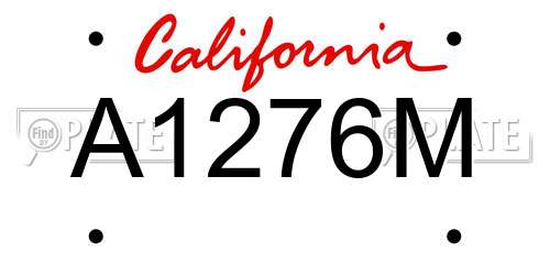 A1276M California License Plate