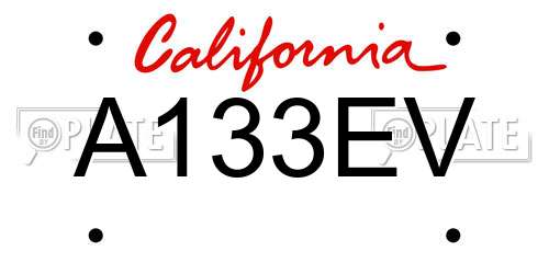 A133EV California License Plate