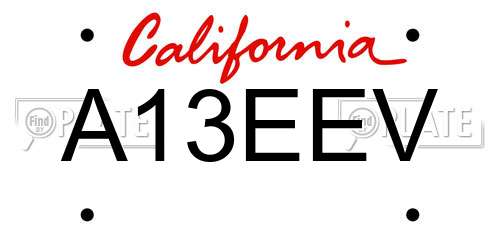 A13EEV California License Plate