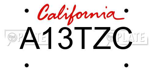 A13TZC California License Plate