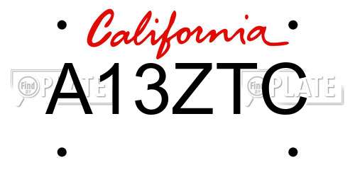A13ZTC California License Plate