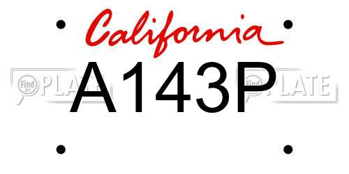 A143P California License Plate