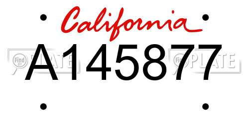 A145877 California License Plate