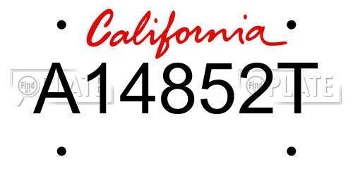 A14852T California License Plate