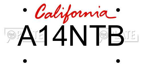 A14NTB California License Plate