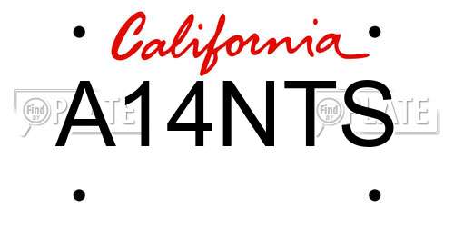 A14NTS California License Plate