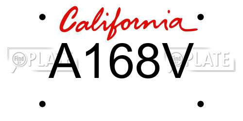 A168V California License Plate