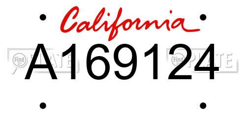 A169124 California License Plate