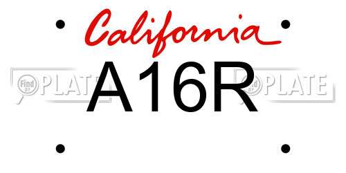 A16R California License Plate