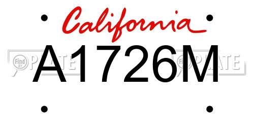 A1726M California License Plate