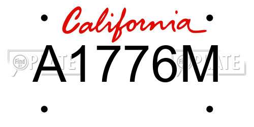 A1776M California License Plate