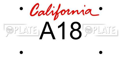 A18 California License Plate