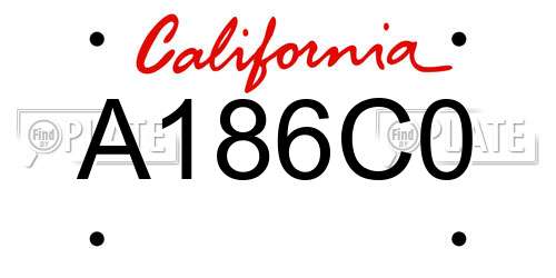 A186C0 California License Plate