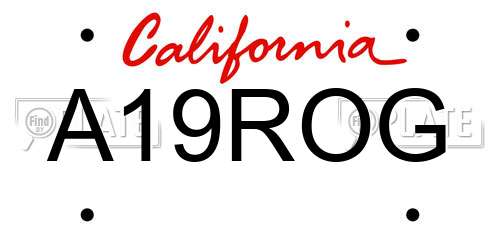 A19ROG California License Plate