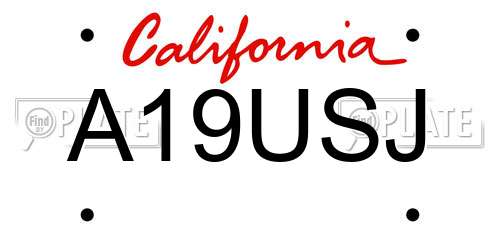 A19USJ California License Plate