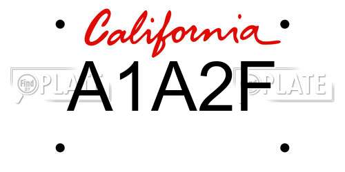 A1A2F California License Plate