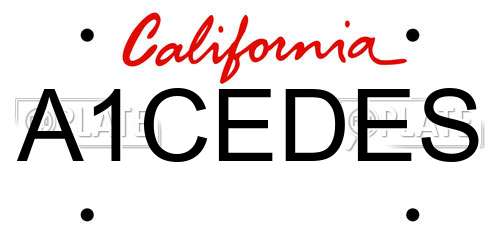 A1CEDES California License Plate