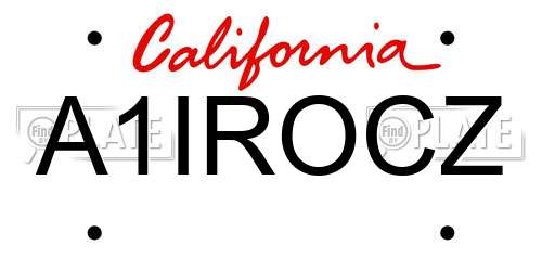 A1IROCZ California License Plate