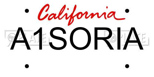 A1SORIA California License Plate
