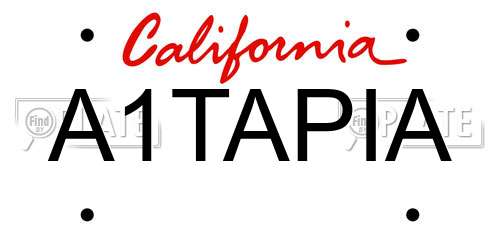 A1TAPIA California License Plate
