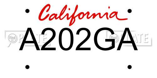 A202GA California License Plate