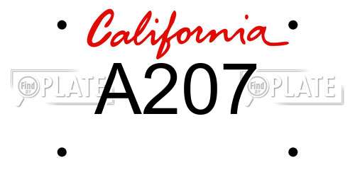 A207 California License Plate