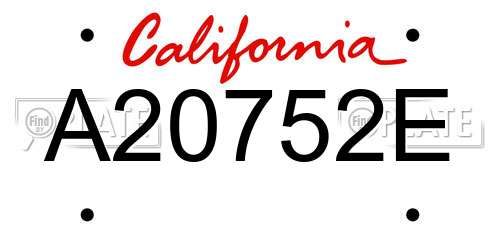 A20752E California License Plate