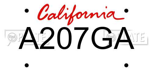 A207GA California License Plate