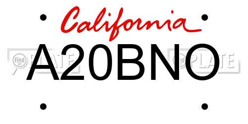 A20BNO California License Plate