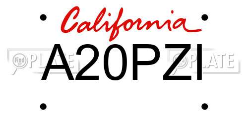 A20PZI California License Plate