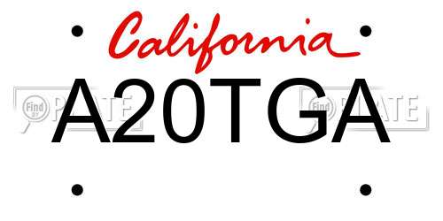 A20TGA California License Plate