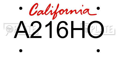 A216HO California License Plate